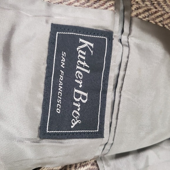 Vtg Harris Tweed Blazer Mens Brown Beige 44 Pure Scottish Wool Herringbone Tweed - Picture 10 of 16